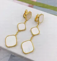 Classic Four Leaf Clover Charm Earrings 18k Gold Fashion Pendants Luxury Designer Earring Women Wedding Gifts Jewelry High Quality9532835