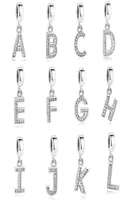 ELESHE 925 Sterling Silver AZ Clear CZ Alphabet Letter Pendent Charm Fit Original Bracelets DIY Initial Letter Necklace Q02257053620