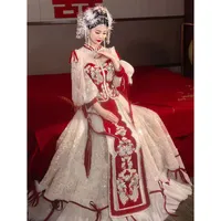 Aangepaste 2022 Nieuwe cocktailjurken Wedding Bride Summer Dragon Phoenix Coat retro Chinese trouwjurk Outfitting jurk