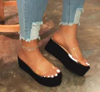 Femmes sandales plate-forme chaussures à talons hauts PVC été pantoufles Women039s plage diapositives couleur impression dames rue mode chaussure 2021625458