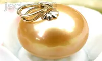FINE PEARLS JEWELRY GENUINE 12mm round golden yellow south sea pearl pendant 14k solid3535541