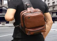 Backpack Vintage PU Leather Men Chest Backbag Casual Fashion Male Messenger Bags Back Pack Crossbody Small Sling Single Shoulder B4820364