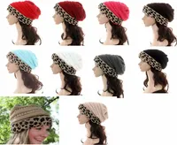 11color Leopard Knit Hats Women Winter Leopard Patchwork Knitted Beanies Hat Warm Skull Crochet Caps Unisex Party Hats GGA360413882482