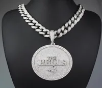 Iced Out Number 44 Large Size Diamond Round Pendant Necklace 18K Gold Plated Mens HipHop Bling Jewelry Gift3246015
