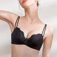 Bras Glossy Seamless Underwear Bra For Young Women Chest Gathered Type Thickened Sexy Set Thin Section Summer
