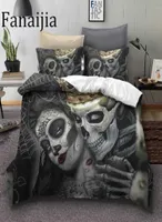 Fanaijia Sugar skull Bedding Sets king beauty kiss Duvet Cover Bed Set Bohemian Print Black Bedclothes queen size bedline 2106153724266