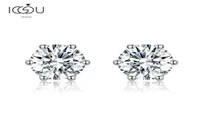 IOGOU Six Claws Round Cut Stud Earrings for Women Solid 925 Sterling Silver Round Lady Earrings Sona Diamond Earrings Jewelry 21067184507