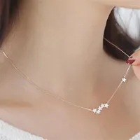 Chains 925 Sterling Silver Crystal Star Charm Pendant Choker Necklace For Girl Women Wedding Party Statement Jewelry Gift