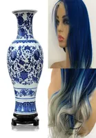 Full Lace Human Hair Wigs Pre Plucked Brazilian Remy Hair Blue and white porcelain style natural wave Lace front human hair Wig3593916