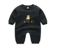 Rompers Baby Girls Onepiece Jumpsuits Cotton Clothes Boy Bodysuits Newborn Long Sleeve Printed Bear Luxury Designer Wear Infant S2404672