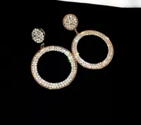 Bling bling new ins trendy fashion luxury designer super glittering diamond zircon big circle stud earrings for woman girls1380142