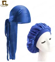 Fashion Men039s Durag Headwear Durags and Bonnets Women Comfortable Cap Couple 2pcs sets3097115