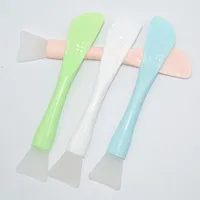 Makeup Brushes Portable Double Head Soft Silicone Facial Mask Brush Fan Shaped Knife Type Film Adjusting Rod Beauty Tools