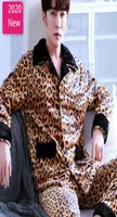 Men039s Sleepwear Flannel Pajamas Warm Leopard Sexy Set Top Man Thick Winter Pajama 2PieceSuit Long Shirt Pants Homewear2872171