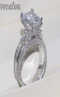 Women Big Jewelry ring Princess Cut 10ct Zircon stone 300pcs Cz 925 Sterling Silver Engagement Wedding Rings Gift3216176