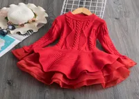 Knitted Sweater Dress for Girls Autumn Winter shirt Ribbed Long Sleeve Kids Party Costume Casual Wear Princess Christmas Dress9069639