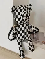Evening Bags Checkerboard Cute Canvas Toy Lovely Cartoon Bear Backpack Bag For Women Schoolbag Girls Boys Kindergarten Birthday Gi6500207