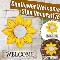 Decorative Flowers Hanging Decor Wall Welcome Home Sign Sunflower Vintage Garden Teal Artificial