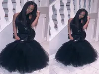 Black Girl 2K19 Prom Dresses Halter Neck Sequins Topped Mermaid Backless Dubai Fiesta Longo Party Gowns Cheap 2019 Party Gowns2340646