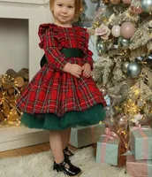 Girl039s Dresses Christmas Baby Girls Dress Born Plaid Long Sleeve Round Neck Mesh Patchwork Toddler Princess Party Xmas Year G8500951