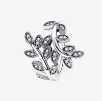 CZ diamond leaf RING Womens Sparkling Wedding Jewelry for Pandora 925 Sterling Silver Gift Rings with Original box set7761759