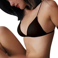 Bulk-buy Summer Latex Crystal Cup Underwear Woman Thin Big Breast