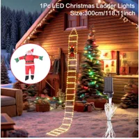 Euakee 3 Meter Luci Decorazioni Natale con Babbo Natale,Luci LED della corda della scala con 8 modalità, Funzione Timer e Memoria, Luci Natalizie per Finestra Esterno ed Interno (Colore