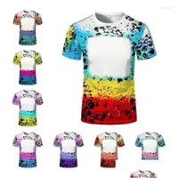 Wholesale Sublimation Bleached Shirts Heat Transfer Blank Bleach Shirt  Bleached Polyester T-Shirts US Men Women Party Supplies Stock 1214