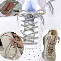 Rhinestone Shoelaces Round Shoe Laces Trousers Rope Belt Metal Head  Drawstring Cord Replacement for Sneakers Hoodie Pants