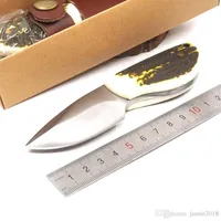 Mini Fixed Blade Hunting Knife Tactical Survival Knife 7Cr17 Blade Antler Resin Handle Camping Pocket Knives Outdoor EDC Tool180m