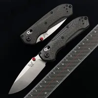 Benchmade 565 BM565-1 Mini k AXIS Folding Knife 3 S90V Satin Plain Blade Carbon Fiber Handles True Red Accents 535 550303J