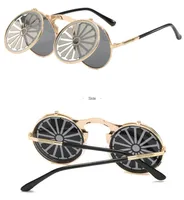 2023 Brand design Flap Women's Fashion Round Sunglasses Men's Metal Retro Colorful Versatile Good Quality Fashion Sun glasses