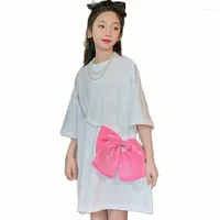 Girl Dresses For Girls Big Bow Summer Dress Est Child Casual Style Clothing 6 8 10 12 14
