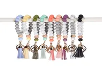 Silicone Key Ring Bracelet Beaded Wrislet Keychain Portable House Car Keys Holder Keychains for Women Girl Bead Chain Wristlet Gif4263549