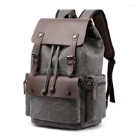 Backpack 2023 Canvas Leisure Bag Double Shoulder Computer Men's Unisex Schoolbag Large Capacity Travel