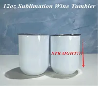 DIY 12oz Sublimation STRAIGHT Wine tumbler Stainless Steel Wine Glasses Egg Cups Stemless Wine Glasses with lid Vacuum Egg Shape4551036