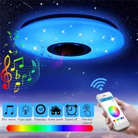 36W Rgb Flush Mount Round Starlight Music Led Ceiling Light Lamp With Bluetooth Speaker Dimmable Color Changing Light Fixture1857
