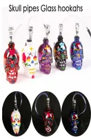 Colored Skull Pipes Glass Hookahs Bong Zinc Alloy Glasses With Leather Hose Portable Mini Smoking Accessories Pipe DHL5783332