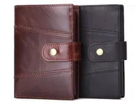 Wallets Vintage Men's Wallet Genuine Leather Multifunctional 3 Fold Multi-card Coin Purse Business Card Holder Money Bag Men