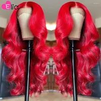Christmas Red Colored Human Hair Wigs 13x6 Body Wave Lace Frontal Wig Transparent Wholesale Price