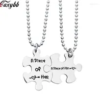 Pendant Necklaces 2pcs set Est Fashion Couple Necklace Jewelry Puzzle A Piece Of Him &I Her Heart Beads Gifts