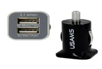 100pcs USAMS 31A Dual USB Car 2 Port Charger 5V 3100mah double plug car Chargers Adapter for HTC Samsung s3 s4 s59341953