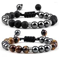 Strand Fashion Black Hematite Beads Bracelet Natural Tiger Eye Lava Sand Stone Men Energy Braided Bracelets&Bangles Women Yoga Jewelry