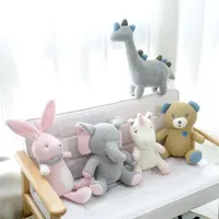 Baby Knitting Toys Boys Girls Soft plush Dolls New Cartoon Bear Elephant Dinosaur Kids Cute Stuffed Toys Children Gifts Infants Do232S