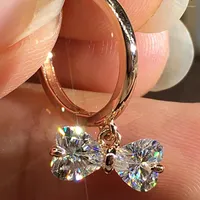 Hoop Earrings 18K Au750 Rose Gold Women Stud Drop Clip Moissanite Diamonds Heart Bow Wedding Party Engagement Anniversary Trendy