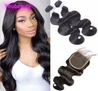Peruvian Virgin Hair 2 Bundles With 5X5 Lace Closure Natural Color Body Wave Human Hair Extensions Baby Hairs 1030quot2657833
