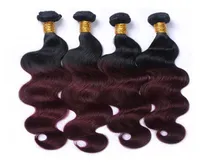 1B99J Dark Wine Ombre Hair 4 Bundles Körperwelle Brasilianische Ombre Colored Human Hair Weave 4 Bundles Haarverlängerung 1226 Zoll9356887