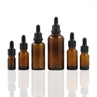 Storage Bottles 5ml 10ml 15ml 20ml 30ml 50ml 100ml Brown Dropper Bottle Glass Amber Essential Oil Essence Drop Vials Cosmetic Container