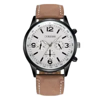 The fashion business Men's Watch Retro Design Leather Band Analog Alloy Quartz Wrist Watch Men's watches male clock 211g