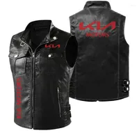 Men's Jackets 2023 Spring Autumn Men's KIA Truck Logo Sleeveless Vest Fashion Motorcycle Zipper Jacket Coat Warm Leather